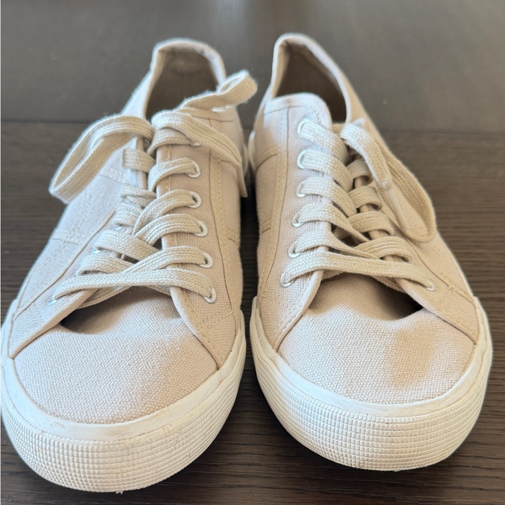 Weestep Womens Cream Canvas Sneakers Size 8
